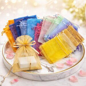 Group of 75‎ Organza Assorted Colors Jewelry/Gift Bags  - New